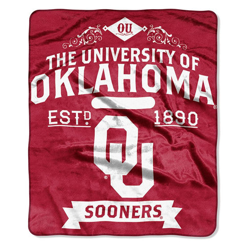 Oklahoma Sooners NCAA Royal Plush Raschel Blanket (Label Series) (50x60)