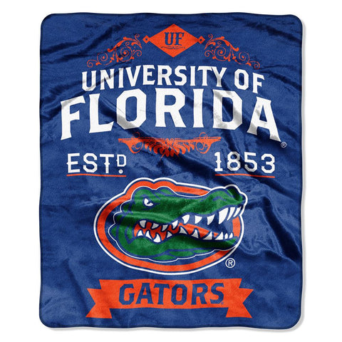Florida Gators NCAA Royal Plush Raschel Blanket (Label Series) (50x60)