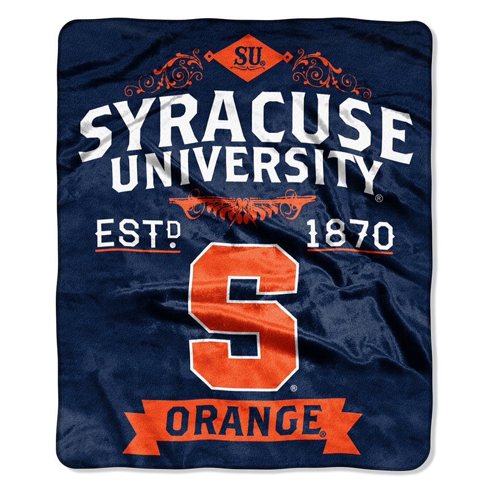 Syracuse Orangemen NCAA Royal Plush Raschel Blanket (Label Series) (50x60)