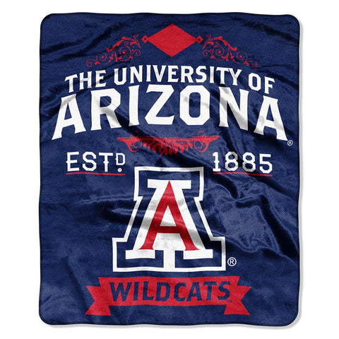 Arizona Wildcats NCAA Royal Plush Raschel Blanket (Label Series) (50x60)