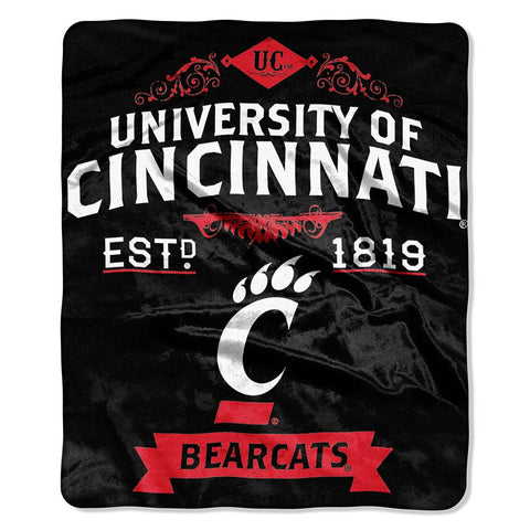 Cincinnati Bearcats NCAA Royal Plush Raschel Blanket (Label Series) (50x60)