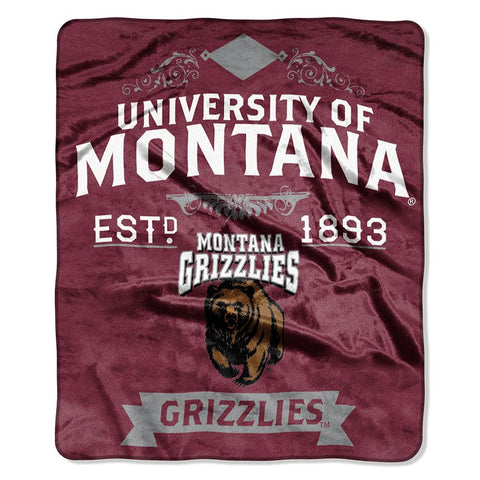 Montana Grizzlies NCAA Royal Plush Raschel Blanket (Label Series) (50x60)