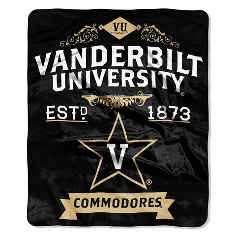 Vanderbilt Commodores NCAA Royal Plush Raschel Blanket (Label Series) (50x60)