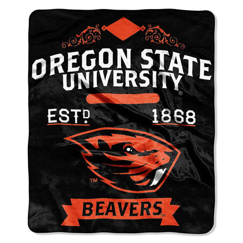 Oregon State Beavers NCAA Royal Plush Raschel Blanket (Label Series) (50x60)