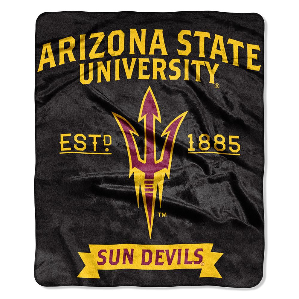 Arizona State Sun Devils NCAA Royal Plush Raschel Blanket (Label Series) (50x60)