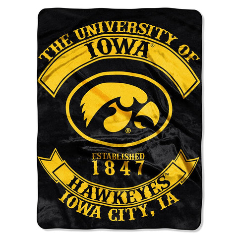 Iowa Hawkeyes NCAA Royal Plush Raschel Blanket (Rebel Series) (60x80)