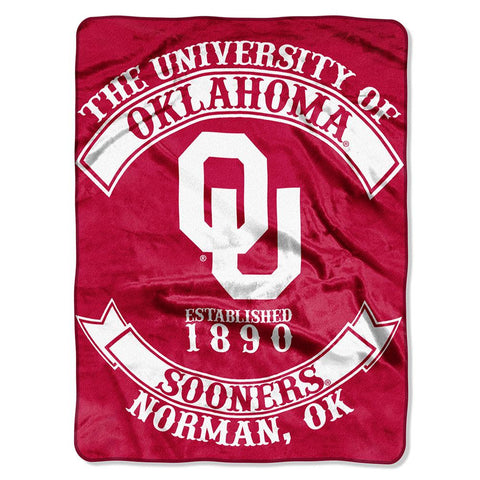 Oklahoma Sooners NCAA Royal Plush Raschel Blanket (Rebel Series) (60x80)