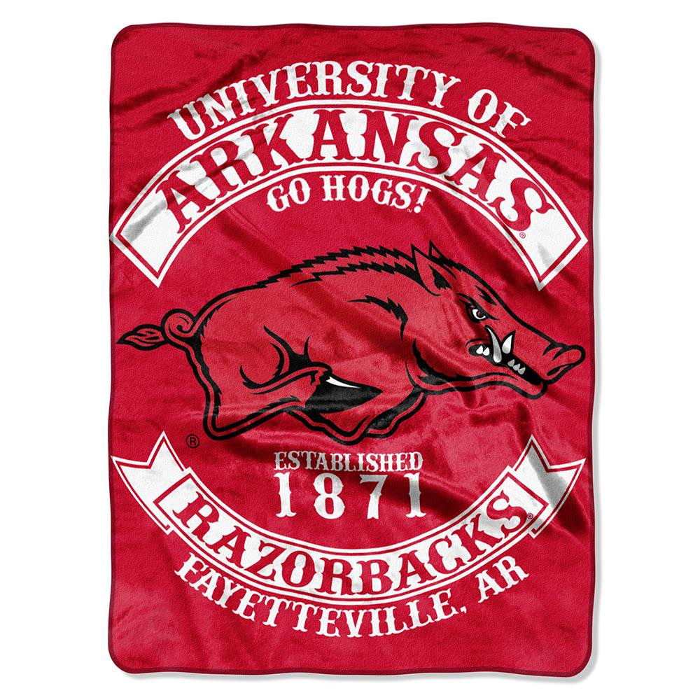 Arkansas Razorbacks NCAA Royal Plush Raschel Blanket (Rebel Series) (60x80)