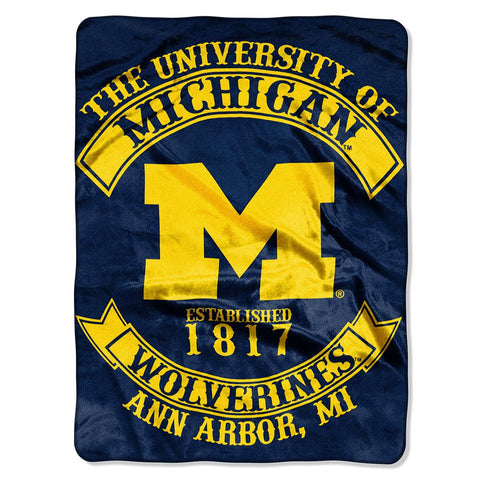 Michigan Wolverines NCAA Royal Plush Raschel Blanket (Rebel Series) (60x80)
