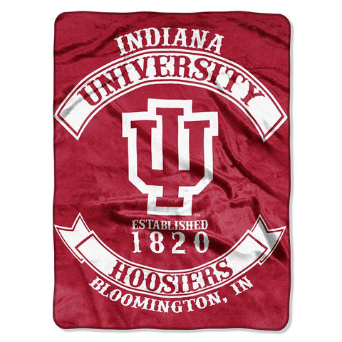 Indiana Hoosiers NCAA Royal Plush Raschel Blanket (Rebel Series) (60x80)