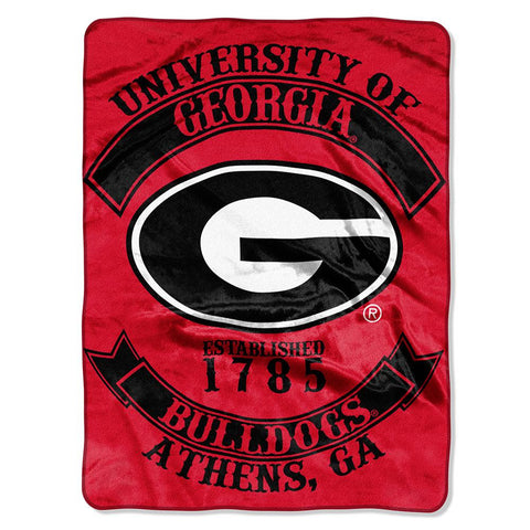 Georgia Bulldogs NCAA Royal Plush Raschel Blanket (Rebel Series) (60x80)