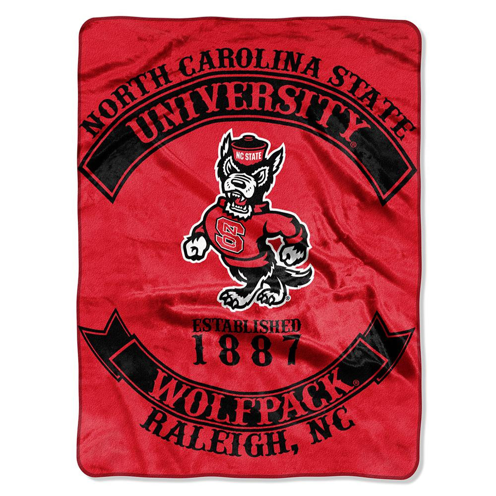 North Carolina State Wolfpack NCAA Royal Plush Raschel Blanket (Rebel Series) (60x80)