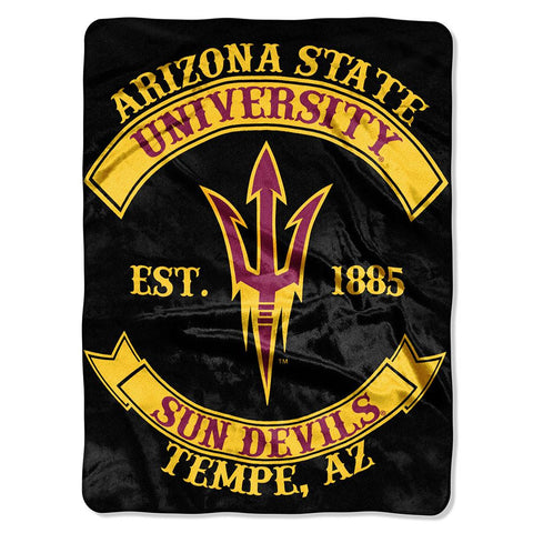 Arizona State Sun Devils NCAA Royal Plush Raschel Blanket (Rebel Series) (60x80)