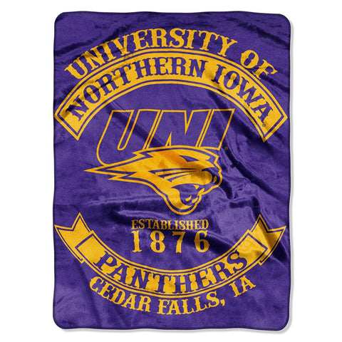 Northern Iowa Panthers NCAA Royal Plush Raschel Blanket (Rebel Series) (60x80)