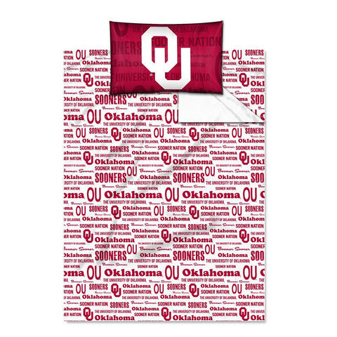 Oklahoma Sooners NCAA Twin Sheet Set (Anthem Series)