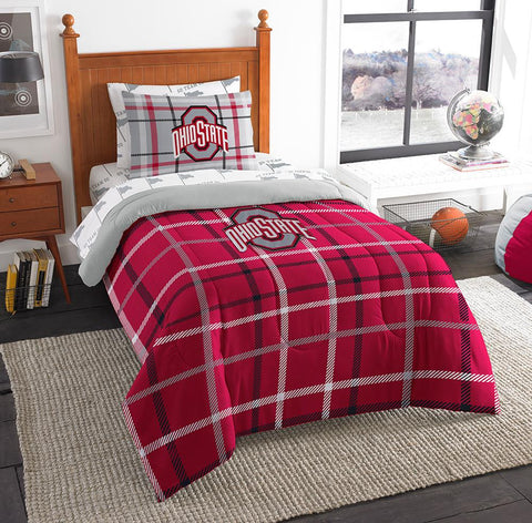 Ohio State Buckeyes NCAA Twin Comforter Bed in a Bag (Soft & Cozy) (64in x 86in)