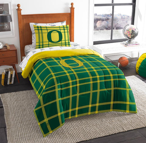 Oregon Ducks NCAA Twin Comforter Bed in a Bag (Soft & Cozy) (64in x 86in)