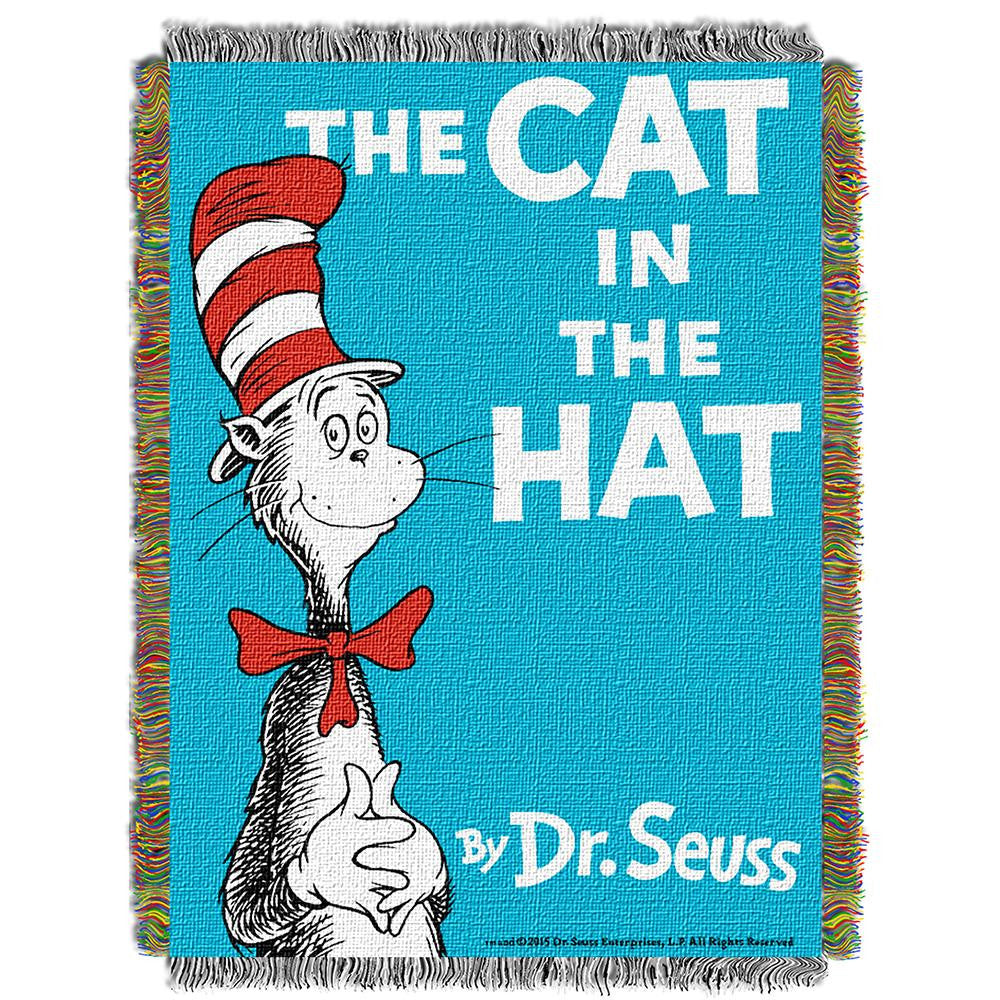 Dr. Suess Cat Book Cover  Woven Tapestry Throw (48inx60in)