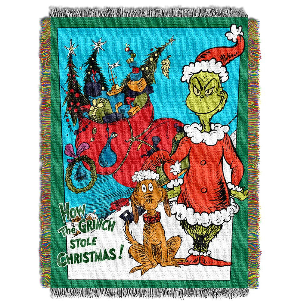Dr. Suess Christmas Smile  Woven Tapestry Throw (48inx60in)