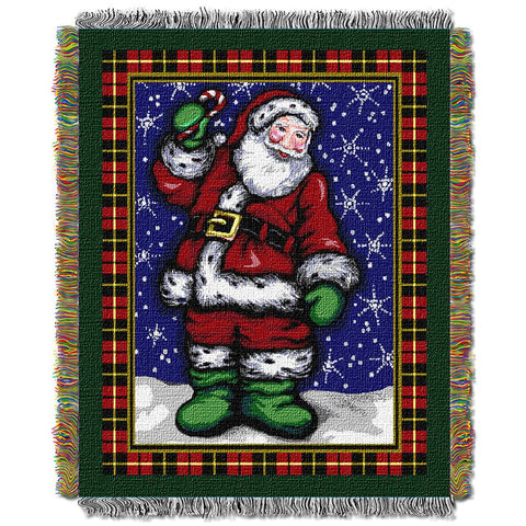 Plaid Santa  Woven Tapestry Throw (48inx60in)