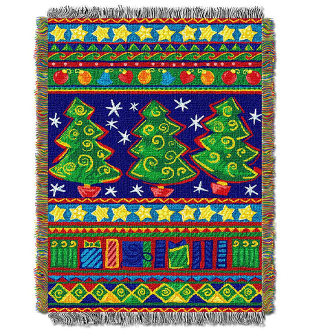 Tree Festivity  Woven Tapestry Throw (48inx60in)