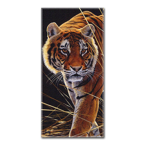 Hautman Bros. - Tiger Hunt  Fiber Reactive Beach Towel (28in x 58in)