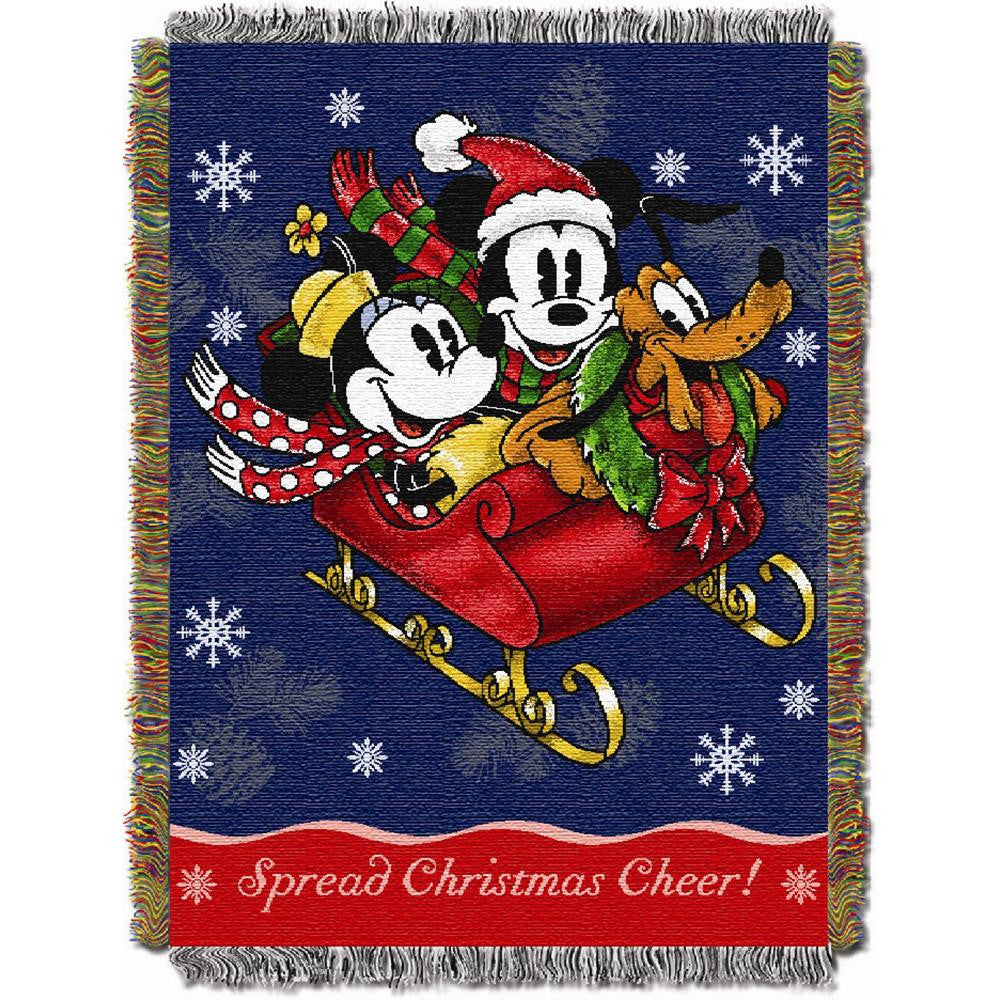 Mickey's Sleigh Ride  Woven Tapestry Throw (48inx60in)