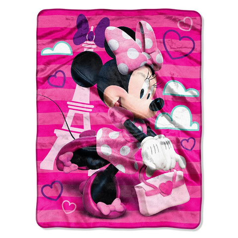 Minnie Mouse Travel In Style  Micro Raschel Blanket (46in x 60in)
