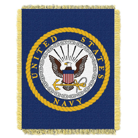 Navy  Triple Woven Jacquard Throw