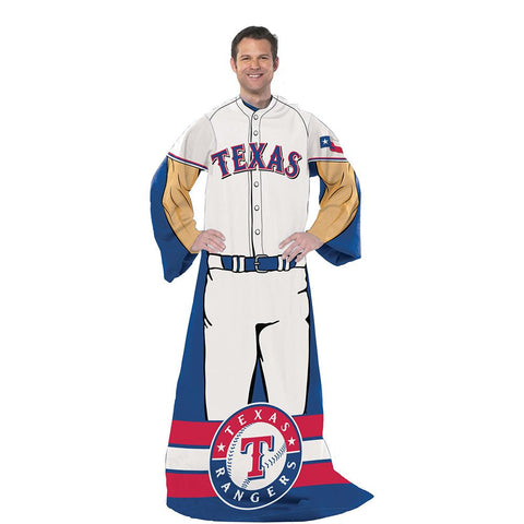 Texas Rangers MLB Adult Uniform Comfy Throw Blanket w- Sleeves