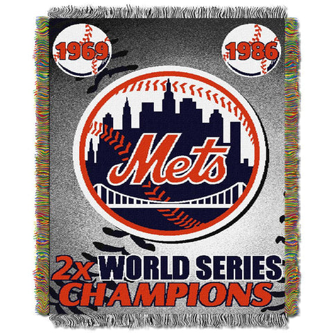 New York Mets MLB World Series Commemorative Woven Tapestry Throw (48x60)