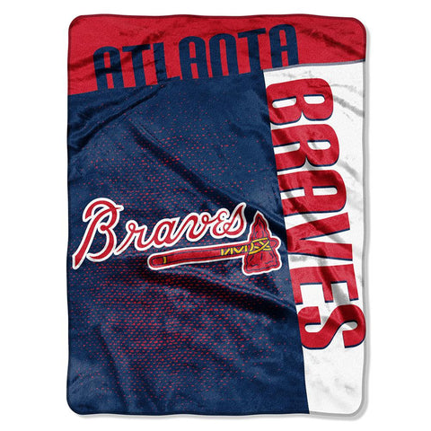 Atlanta Braves MLB Royal Plush Raschel Blanket (Strike Series) (60x80)