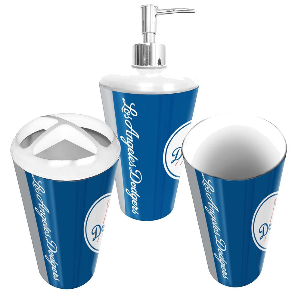 Los Angeles Dodgers MLB Bath Tumbler, Toothbrush Holder & Soap Pump (3pc Set)