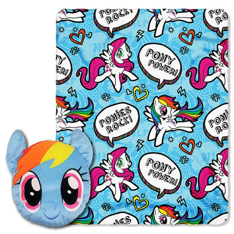 My Little Pony Rainbow Rocks Big Face Character Pillow and Fleece Throw Set