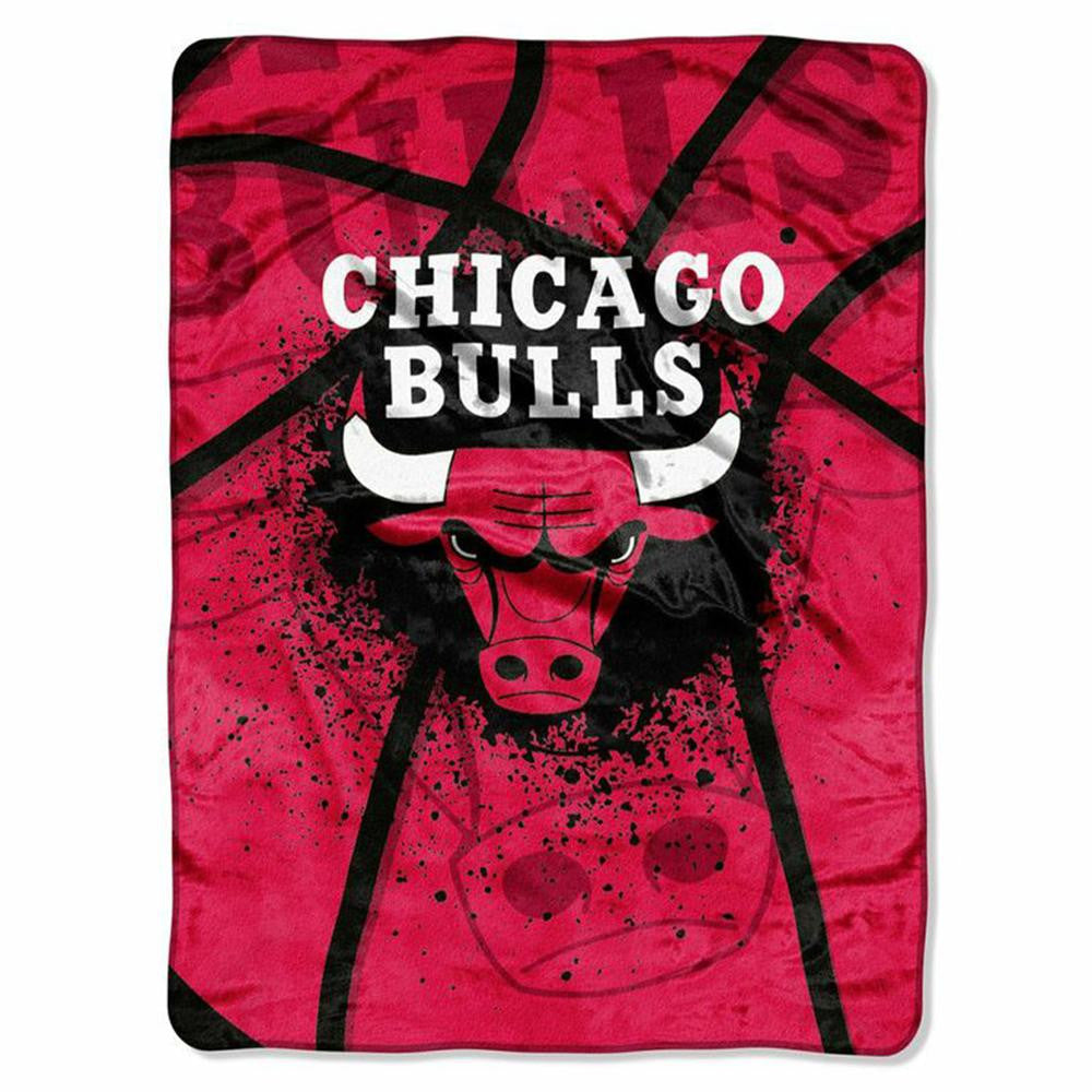 Chicago Bulls NBA Royal Plush Raschel Blanket (Shadow Series) (60x80)