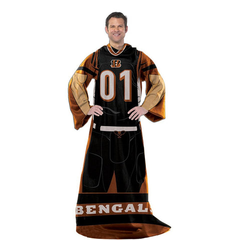 Cincinnati Bengals NFL Uniform Comfy Throw Blanket w- Sleeves
