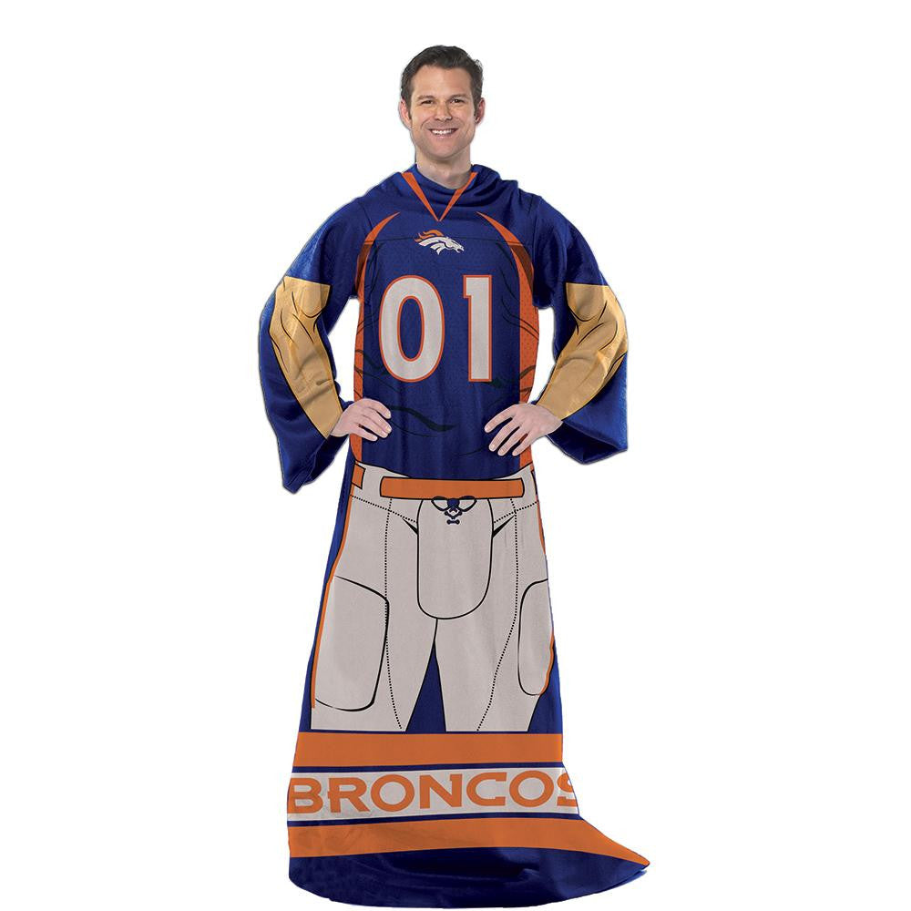 Denver Broncos NFL Uniform Comfy Throw Blanket w- Sleeves