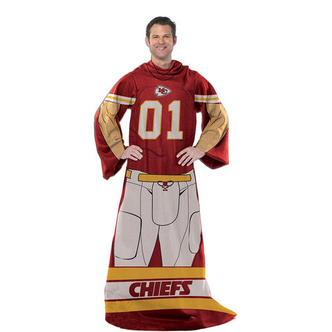Kansas City Chiefs NFL Uniform Comfy Throw Blanket w- Sleeves