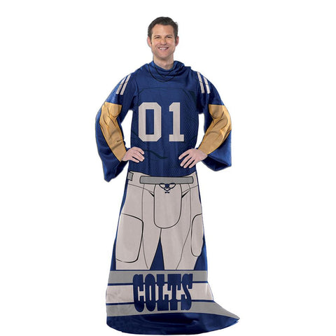 Indianapolis Colts NFL Uniform Comfy Throw Blanket w- Sleeves