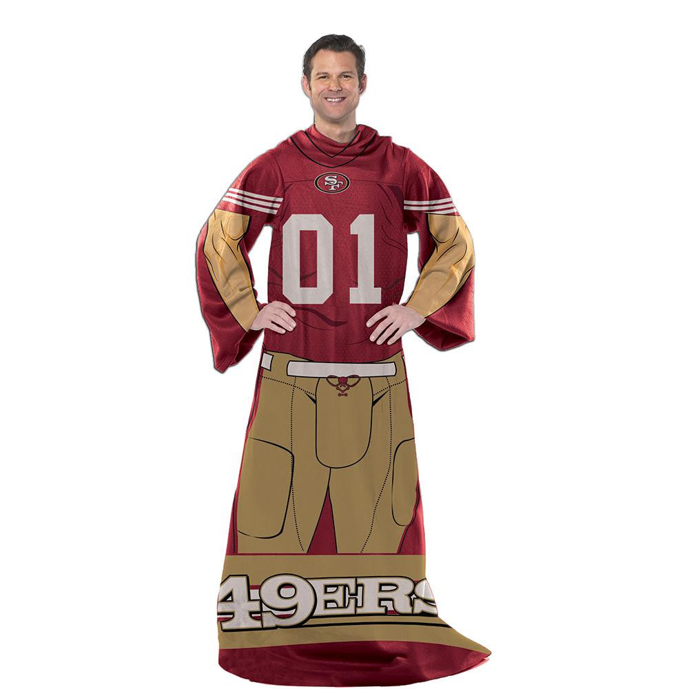 San Francisco 49ers NFL Uniform Comfy Throw Blanket w- Sleeves