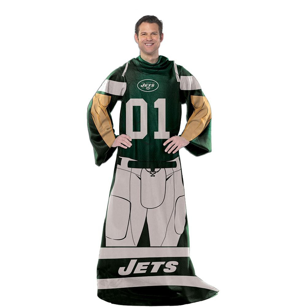 New York Jets NFL Uniform Comfy Throw Blanket w- Sleeves