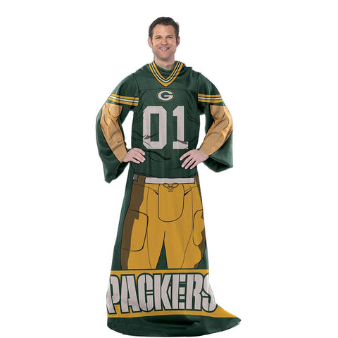 Green Bay Packers NFL Uniform Comfy Throw Blanket w- Sleeves