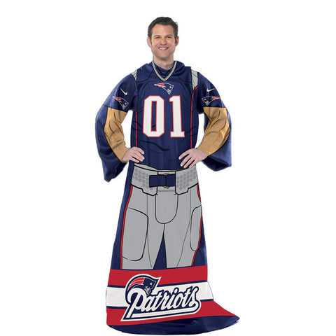 New England Patriots NFL Uniform Comfy Throw Blanket w- Sleeves