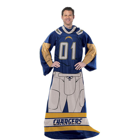 San Diego Chargers NFL Uniform Comfy Throw Blanket w- Sleeves