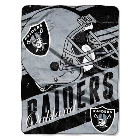 Oakland Raiders NFL Micro Raschel Blanket (Deep Slant Series) (46in x 60in)