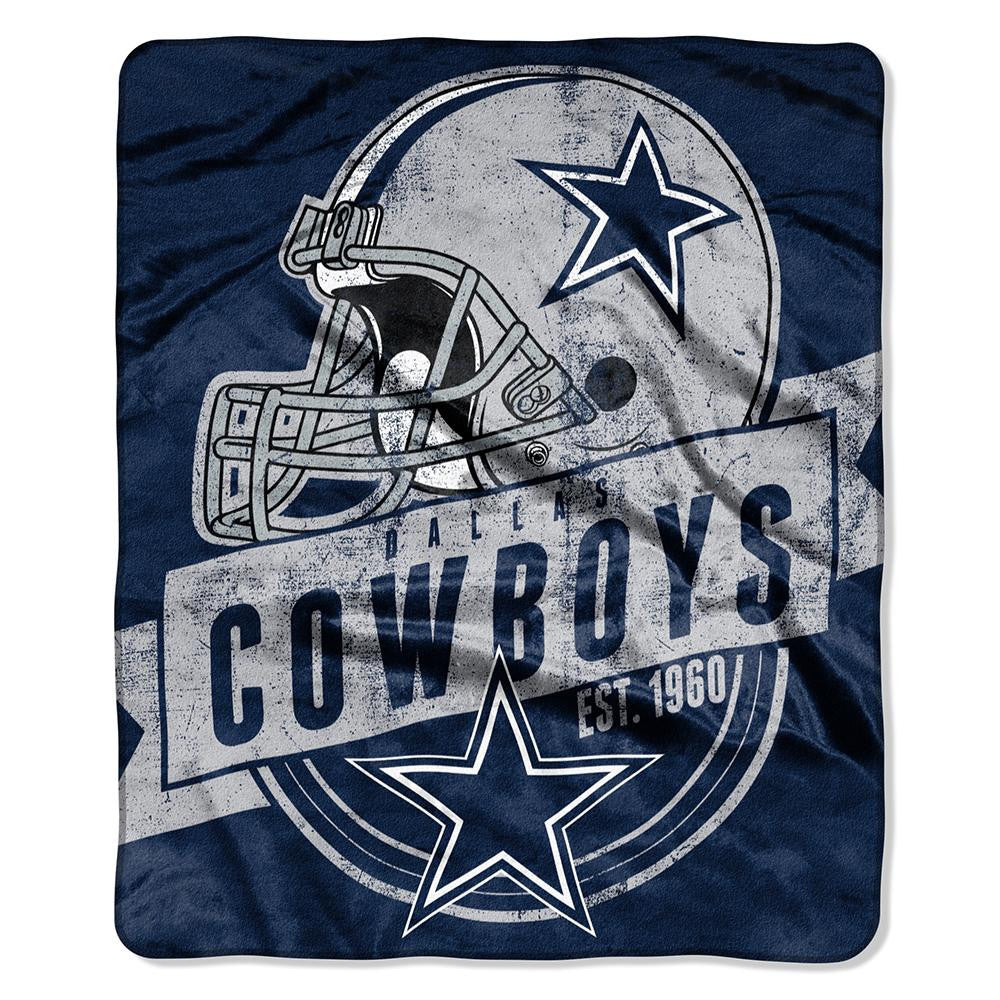 Dallas Cowboys NFL Royal Plush Raschel Blanket (Grand Stand Raschel) (50in x 60in)