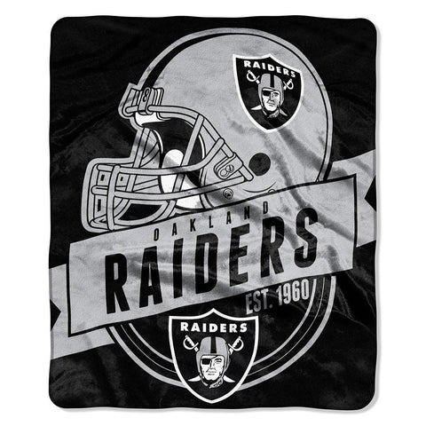 Oakland Raiders NFL Royal Plush Raschel Blanket (Grand Stand Raschel) (50in x 60in)