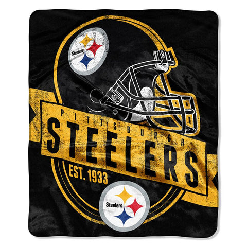Pittsburgh Steelers NFL Royal Plush Raschel Blanket (Grand Stand Raschel) (50in x 60in)