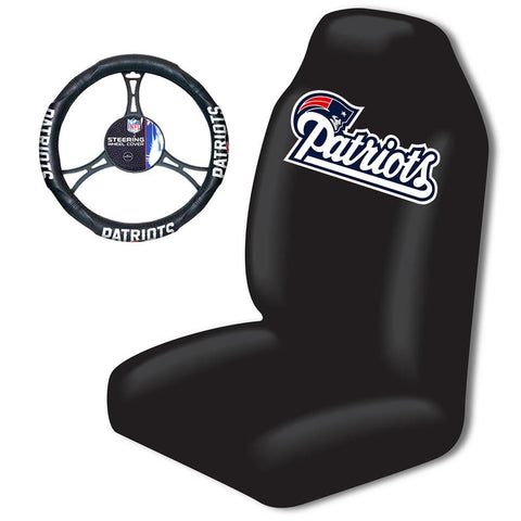 New England Patriots NFL Car Seat Cover and Steering Wheel Cover Set
