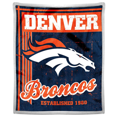 Denver Broncos NFL Mink Sherpa Throw (50in x 60in)